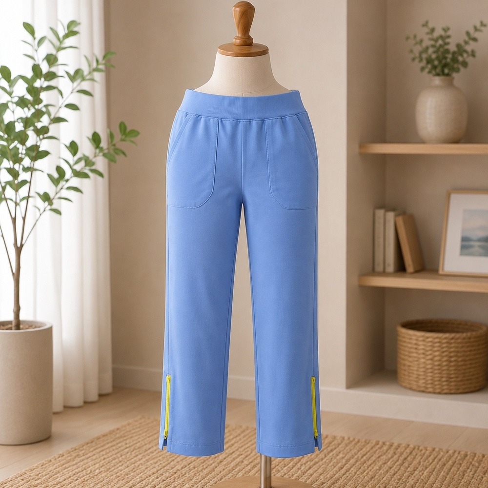 Belle by Kim Gravel Crop Sweatpants Womens XXS Blue Neon Zipper Ankle Joggers